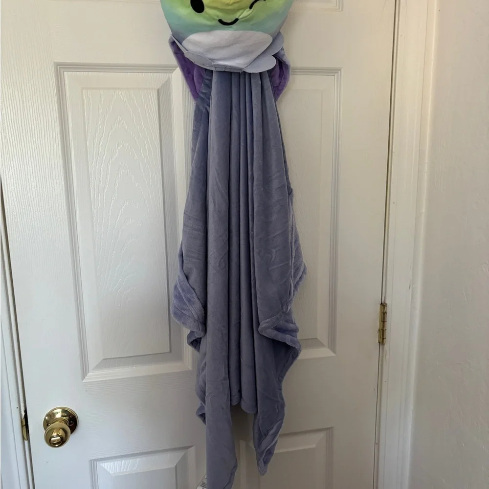 Original Squishmallows Hooded Throw Cozy Hooded Hand Pockets, Octopus Purple